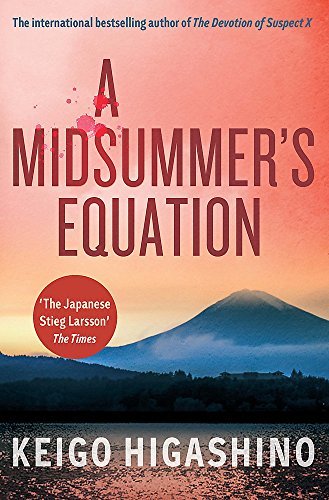 Book cover with title A Midsummer's Equation, author Keigo Higashino, and Mount Fuji background.