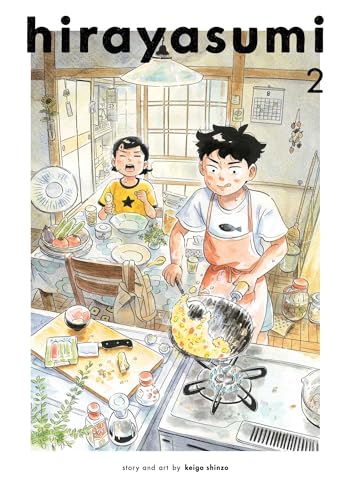 Manga cover showing a man cooking at a stove while a girl eats nearby.