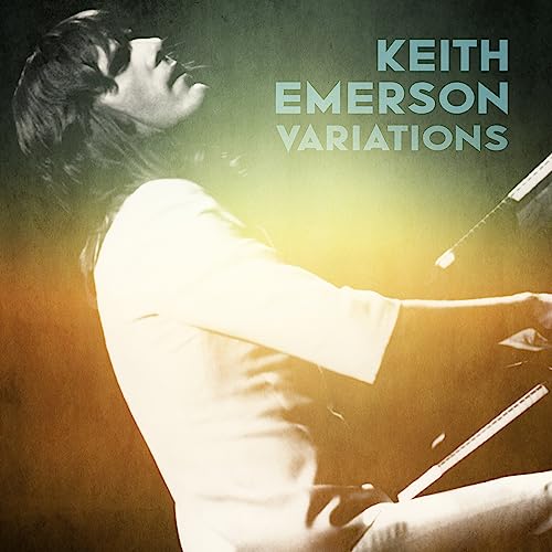 Keith Emerson album cover, showing him playing a piano intensely.