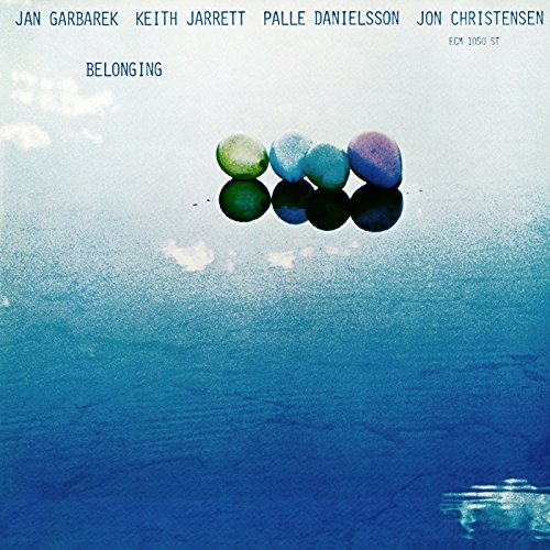 CD cover for Keith Jarrett Quartet’s “Belonging” with stacked colorful stones.