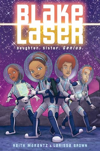 Book cover: “Blake Laser” with four cartoon astronauts in spacesuits.