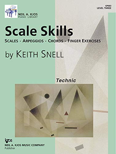 Scale Skills Level 3 music book cover by Keith Snell with abstract geometric art.