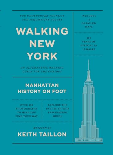 Book cover titled Walking New York with a teal background and Empire State Building illustration.