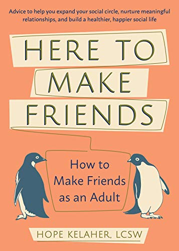 Book cover with title "Here to Make Friends" and two penguins.