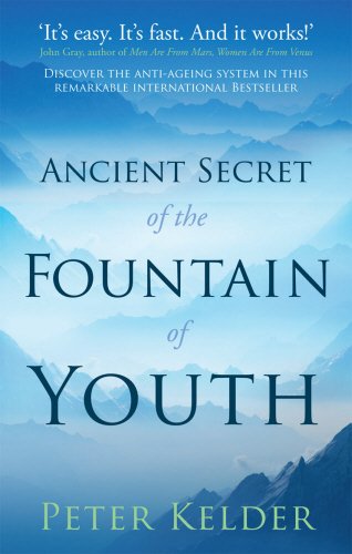 Book cover with blue and white gradient, title "Ancient Secret of the Fountain of Youth".