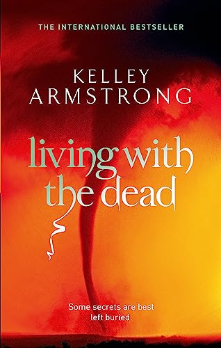 Book cover: "Living with the Dead" by Kelley Armstrong, red and orange tones.