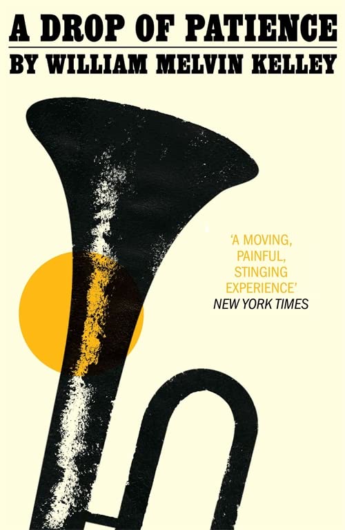 Book cover: black trumpet shape over yellow circle, white text.