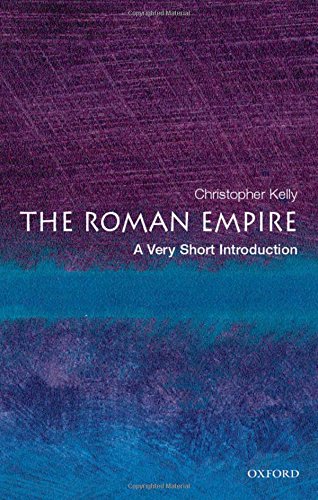 Book cover for The Roman Empire: A Very Short Introduction with purple and blue background.