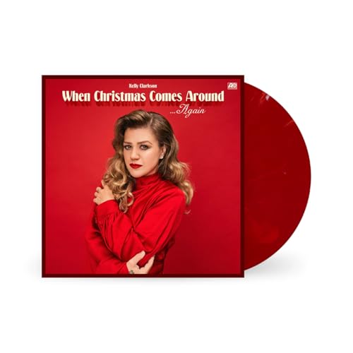 Kelly Clarkson album cover and red vinyl record on white background.