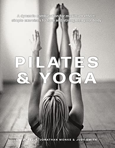 Black and white book cover showing a person performing a Pilates leg stretch pose.