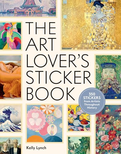 Book cover featuring reproductions of famous paintings and the title “The Art Lover’s Sticker Book”.