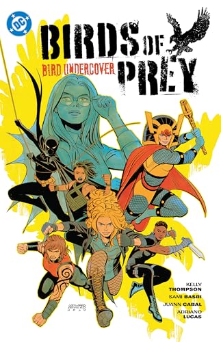 Comic book cover featuring a group of female superheroes against a yellow background.