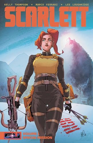 Comic book cover featuring a red-haired woman holding a crossbow in a snowy landscape.