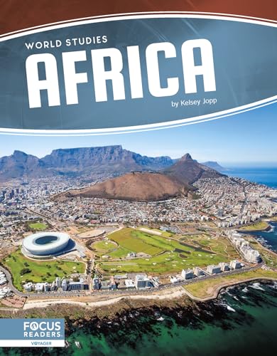 Book cover: “Africa” with a coastal city and mountain landscape.