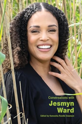 Jesmyn Ward’s portrait with tall grasses, book title at bottom right.