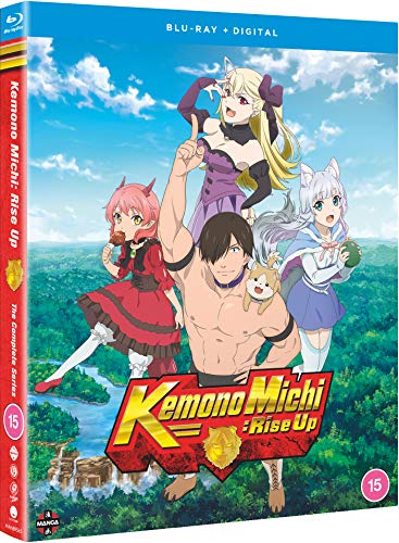 Anime characters stand in a lush landscape on the Kemono Michi Blu-ray cover.