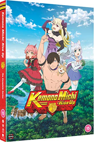 Anime DVD cover with colorful characters and scenery, man and animals in foreground.