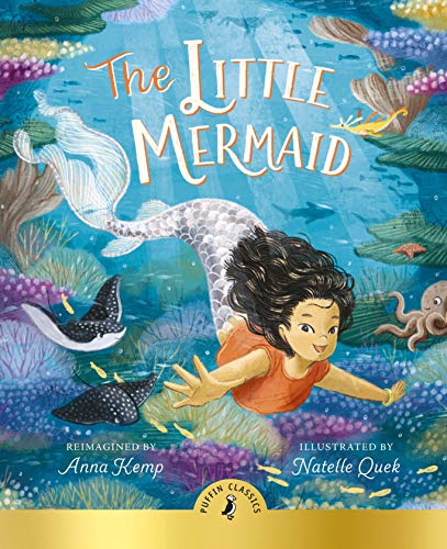 Book cover: "The Little Mermaid" illustration with a mermaid and ocean life.