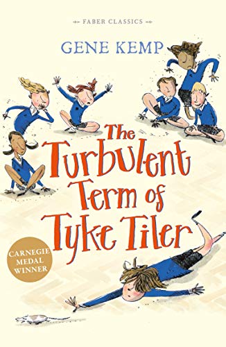 Book cover: children in school uniforms tumbling and playing, illustrated.
