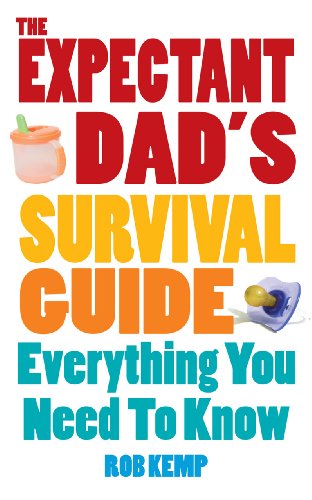"The Expectant Dad's Survival Guide" book cover with baby items and author's name on white.