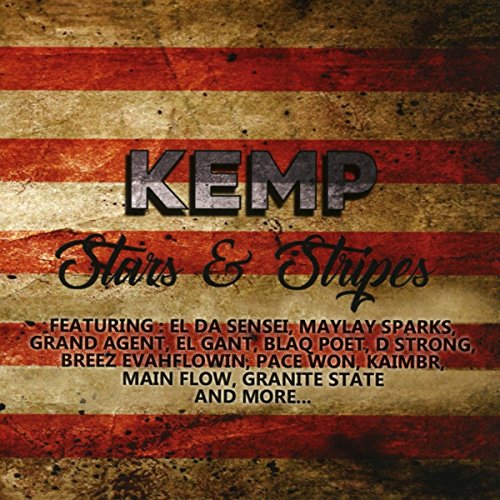 CD cover for Kemp’s “Stars & Stripes” with red, white, and brown stripes.