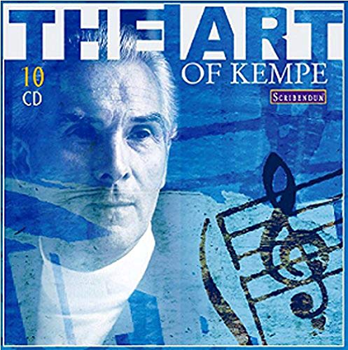 CD cover featuring a portrait of Kempe with musical notation on a blue background.