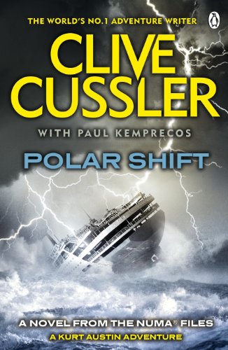 Book cover: "Polar Shift" by Clive Cussler, featuring a sinking ship in stormy seas.