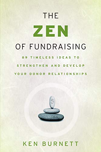 Book cover: "The Zen of Fundraising" with stacked stones image.