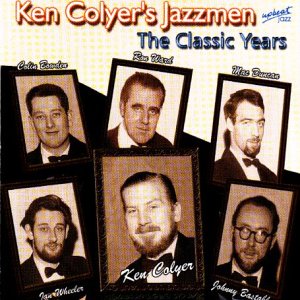 CD cover with six sepia-toned portraits of men in suits, titled "Ken Colyer's Jazzmen".