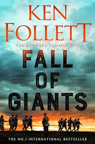 Book cover for “Fall of Giants” by Ken Follett, soldiers silhouetted.