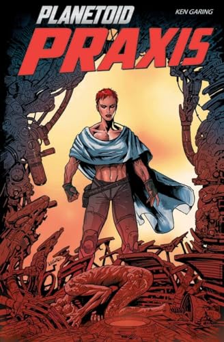 Comic book cover: woman with red hair stands amidst mechanical wreckage.
