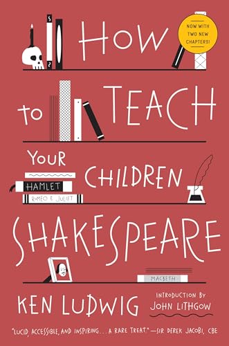 Book cover titled How to Teach Your Children Shakespeare with illustrations of books and skulls.