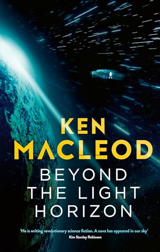 Book cover showing a planet, a spaceship, and light streaks against a dark background.