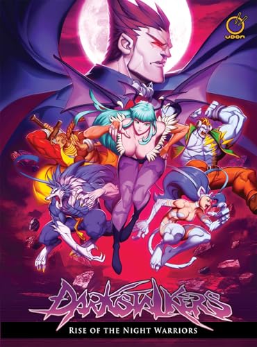 Darkstalkers cover art featuring multiple colorful, monstrous characters under a full moon.