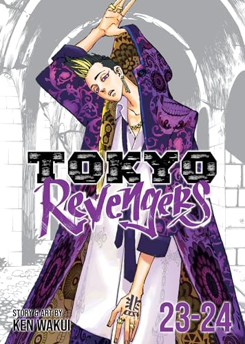 Cover art for Tokyo Revengers Omnibus 23-24 featuring a character in a purple patterned coat.