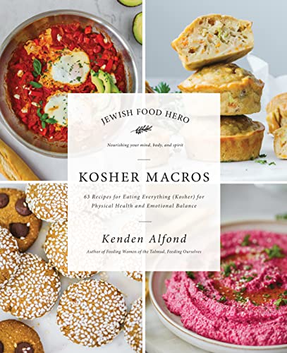 Cookbook cover featuring four colorful photos of kosher food dishes.