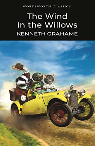 Book cover: "The Wind in the Willows" featuring animal characters in a car.