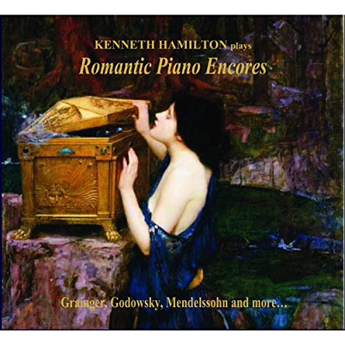 "CD cover art: woman in blue dress opening ornate box, mystical forest background."