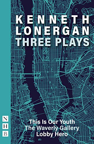 Book cover with white text reading "Kenneth Lonergan Three Plays" over a map.