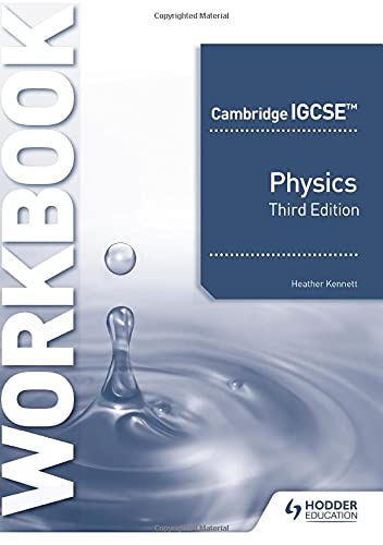 IGCSE Physics workbook, third edition, with water droplet image.