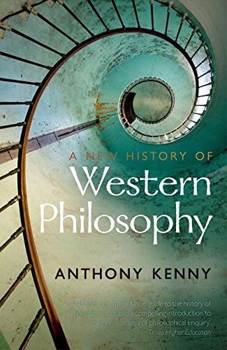 Book cover: "A New History of Western Philosophy" with spiral staircase image.