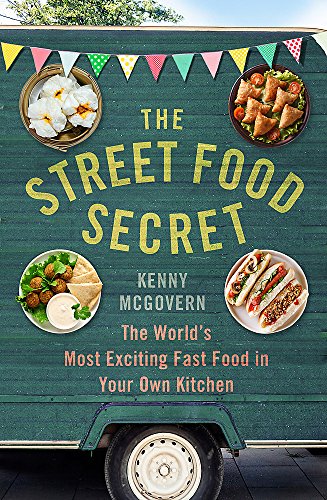 "The Street Food Secret" cookbook cover featuring a green food truck with various dishes.