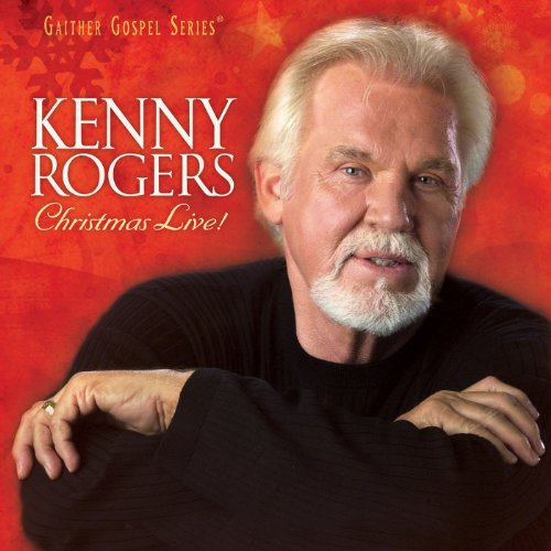 Kenny Rogers portrait on a red and gold Christmas album cover.