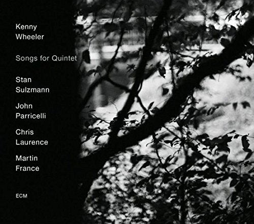 "Album cover with black and white tree branches and white text on a black background."