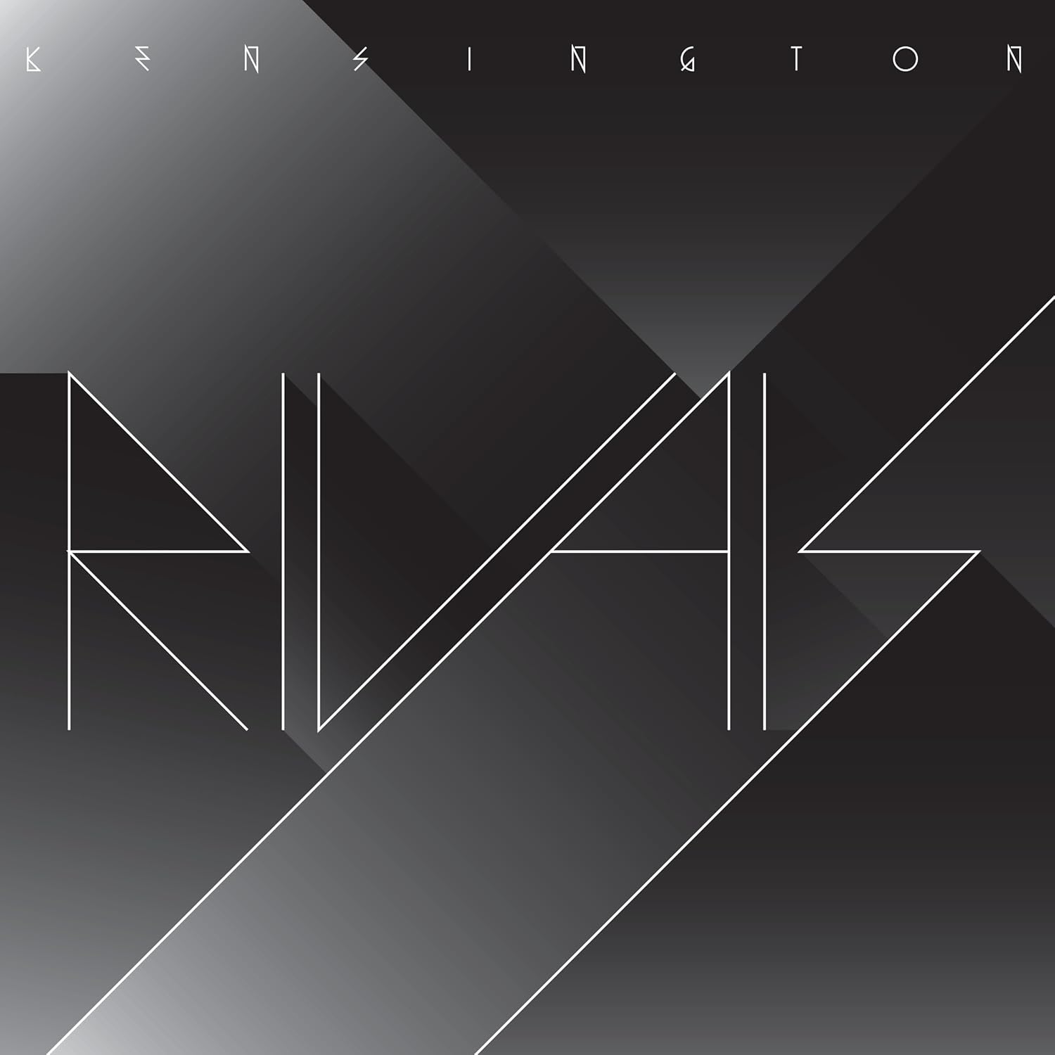 Kensington "Rivals" vinyl record cover: abstract white lines on dark gradient.