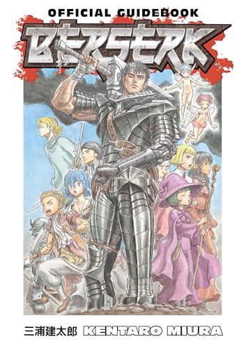 “Berserk” guidebook cover featuring Guts in armor with other characters.
