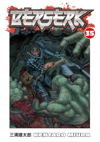 Berserk Volume 35 cover: armored figure fighting a monstrous, green hand.