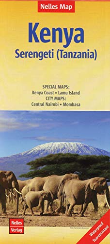 Map cover showing elephants in a savanna with Mount Kilimanjaro in the background.