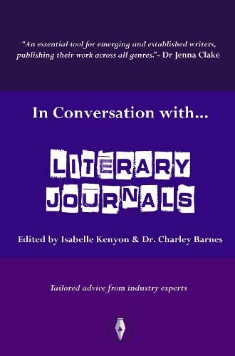 Book cover: "In Conversation with...Literary Journals," purple and white text.