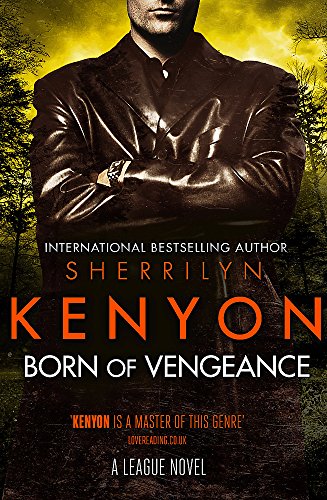 Book cover: man in leather jacket, dark forest background, title "Born of Vengeance.